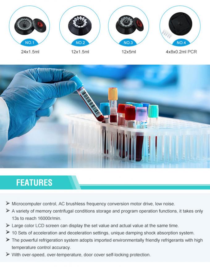 টিজিএল -16 টেবিলের উপরে রেফ্রিজারেটেড সেন্ট্রিফুগ, 90 মিলি উচ্চ গতির মাইক্রোসেন্ট্রিফুগ 1.5 মিলি / 2.2 মিলি টিউবগুলির কোণ রটার সহ 1