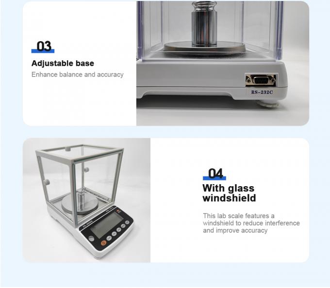 পাঠযোগ্যতা 0.001g ল্যাবরেটরি নির্ভুলতা ব্যালেন্স ল্যাব যন্ত্র বিশ্লেষণাত্মক ব্যালেন্স স্কেল ড্রাফ্ট শিল্ড সহ 3