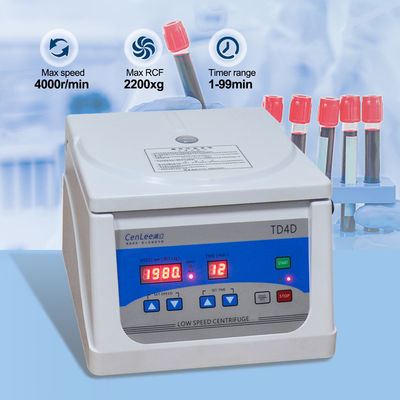 TD4D টেবিল টপ ম্যাক্স 4000 Rpm কোণ রটার নিম্ন গতির সেন্ট্রিফুগ ক্লিনিকাল মেডিকেল প্রপ সেন্ট্রিফুগ কিট